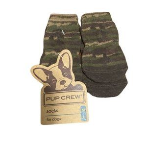 NEW Pup Crew Non-Skid Paw Print Camo Camouflage Socks Set of 4 NEW Medium/Large